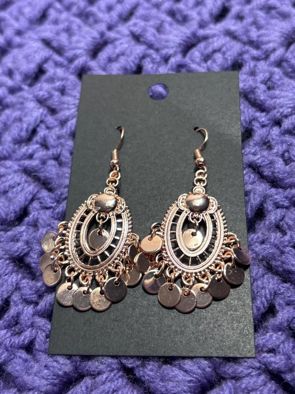 Paparazzi Chime Chic Rose Goldtone Dangle Earrings 2 inches